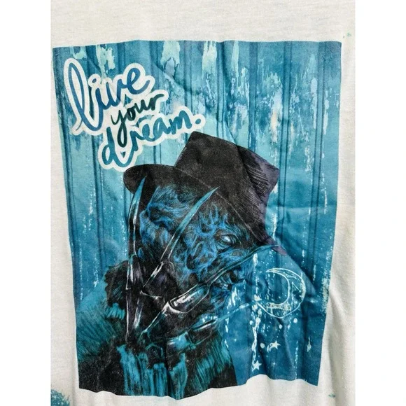 Freddy Krueger Nightmare on Elm Street Halloween "Live your Dream" Blue T Shirt - Picture 8 of 14